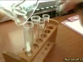 Naughty oriental nurse gets terrific semen shot